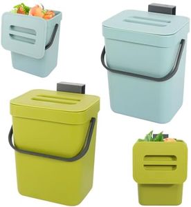 2 cubos de basura orgánicos para cocina pequeños con tapa (3 L + 3 L) para colgar, cubos de compost, pequeños cubos de basura orgánicos, pequeños cubos de basura para cocina, cubos de basura orgánicos