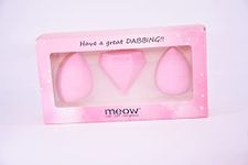 Meow Beauty Blender, Beauty Sponge, Set Of Three, Diamond Sponge, Egg Shape Sponge, One Cut Sponge