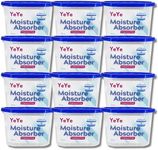 YeYe Moisture Absorber Pack of 12 | Powerful Dehumidifier & Moisture Eliminator for Home, Closet, Bathroom, & Kitchen | Unscented & Portable (500ml)