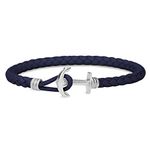 PAUL HEWITT Anchor Bracelet PHREP Lite Made of Leather in Navy Blue and Anchor Made of Stainless Steel in Silver for Women and Men PH-PHL-L-S-N-XXL