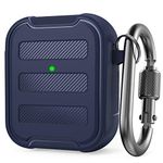 AhaStyle Rugged AirPods Case Shockproof Hard-Shell TPU Protective Case Cover Compatible with AirPods 2 & 1 (Midnight Blue)