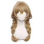 Tongtta Long Brown Cosplay Lisa Wig with Detachable Pigtail Halloween Costume Wig for Party