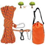 Hawsam 50ft Dog Tie Out Cable for Camping, Heavy Duty Overhead Trolley System for Small/Midium/Large Dogs up to 300 lbs with 360° Movable Tangled Clip for Gardens, Parks and Camping