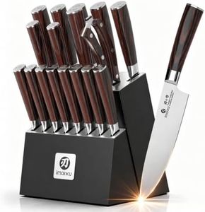imarku 18-Piece Japanese Santoku Stainless Steel Knife Set with Block