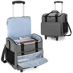 Trunab Rolling Teacher Bag, Teacher Tote Bag with Bottom Pad and Detachable Trolley, Wheeled Teacher Bag with Padded Sleeves Holds up to 15.6” Laptop