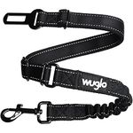 30-95cm Wuglo Dog Seat Belt - Dog Car Harness with Strong Elastic Belt - Durable & Safe Dogs Cars Seat Belts Clip - Universal Dog Seatbelt for Car Travel (Black)