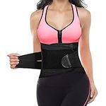 AMIR Waist Trainer for Women Weight Loss Waist Trimmer Belt Sport Stomach Shaper Wraps Fitness Workout Back Support Belt - L Black