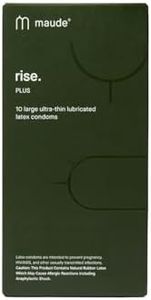 Maude Rise Plus - Ultra Thin Condoms - 100% Natural Latex Large Size, Made Without Harmful Chemicals and Tested for Safety - Vegan-Friendly, Spermicide-Free Lubricated Condoms (10 Count)