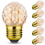 G40 E26 Low Watt LED Amber Decor Light Bulbs,1W Night Light Bulbs Equal to10 Watt,Small Edison Bulb 2200K Warm White Pineapple Shaped Glass Bulbs for Bedroom Lawn Patio,90 Lumens,Pack of 6