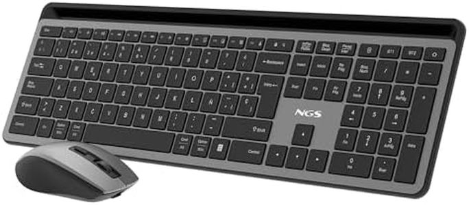 NGS Eclipse Kit - Combo Teclado y Ratón Idioma Español QWERTY Multifunción Recargable, 12 Teclas Multimedia, Compatibilidad Universal, Multidispositivo, dpi 800/1200/1600, Diseño Minimalista
