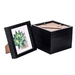 Nicola Spring 5 Piece 6 x 6 3D Shadow Box Photo Frame Set - Craft Display Picture Frame with 4 x 4 Mount - Glass Aperture - Black/White