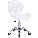 Charles Jacobs Swivel Office Chair with Chrome Base Wheels and Adjustable Height in White