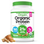 Orgain Organic Plant Based Protein Powder, Peanut Butter - 21g of Protein, Vegan, Low Net Carbs, Non Dairy, Gluten Free, Lactose Free, No Sugar Added, Soy Free, Kosher, Non-GMO, 2.03 Pound