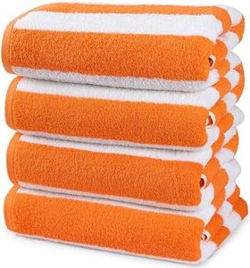 Utopia Towels Large Beach Towel - Pool Towel in Cabana Stripe - 4-Pack - 100% Cotton - Easy Care - Maximum Softness and Absorbency - (30 x 60 Inches) - Orange