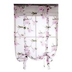 Garneck Lavender Tie Up Curtain Floral Roman Shades Curtain Rod Pocket Sheer Voile Darkening Balloon Curtain Valance for Home Kitchen Office Windows Size 3