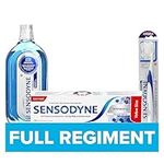 Sensodyne Gentle Toothbrush, Extra Soft Bristles, Whitening & Tartar toothpaste 135 ML, and Cool Mint Mouthwash Bundle, Strengthens Protects and Whitens Sensitive Teeth (3 Pack Bundle)