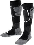 FALKE Unisex Kids SK4 Ski Socks, Merino Wool, Knee High, Light Cushion, Breathable Quick Dry, Winter Athletic Sock, Black (Black-Mix 3010), 10-12.5, 1 Pair