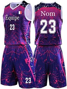 Sans manche Maillot de Basket Personnalisé Tenue d'été Nom, Numéro, Logo de l'équipe Personnalisables pour Hommes Femmes Enfants (Violet)