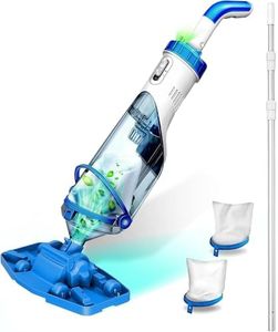 LANCHEZ Cordless Pool Vacuum with Telescopic Pole, Wide Vacuum Head, Handheld Rechargeable Pool Cleaner, 1H Run Time, 18 GPM for Sand, Silt & Leaves in Inground & Above Ground Pools, Hot Tub and Spa