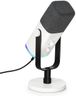 FIFINE PC Gaming Microphone, XLR/USB Microphone for Podcast Recording, Dynamic Mic with RGB, Mic Mute, Monitoring Headphones Jack for Computer/PS4/PS5, for Voice-over Vocal Video-AmpliGame AM8 White