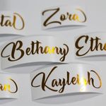 Personalised Vinyl Name Sticker - Script Font - Several Height and Colour Options - School Custom Crafts Wedding Wine Gin Glass Water Bottle