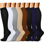 CHARMKING Compression Socks for Women & Men (8 Pairs) 15-20 mmHg Graduated Copper Support Socks are Best for Pregnant, Nurses Boost Performance, Circulation, Knee High & Wide Calf (L/XL, Multi 01)