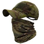 ehsbuy Baseball Caps for Men with Cooling Neck Gaiter Face Scarf Army Tactical Military Hat Neck Tube Snoods for Hiking Hunting Camping Fishing Outdoor Sports Camouflage