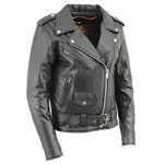 Milwaukee Leather Women's Classic Biker Jacket Half Belt for Easy Adjustment, Black, 5X-Large