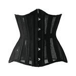 LARTIGUE Women Heavy Spiral 26 Steel Boned Underbust Corset Satin Heavy Duty Waist Training Shaper Cincher, 12.4 Inch Black, XX-Large