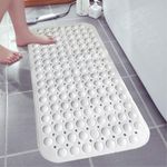 Bathroom Mat - Soft PVC Non Slip Shower Mat Non Slip Anti Mould Strong Grip with Suction Cups & Drain Holes - Antibacterial Easy Drying Mat (38 x 70 cm, White)