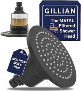 Gillian™ by HammerHead High Pressure Shower Head with Filter – Genuine KDF-55 Filtered Shower Head for Hard Water, Healthier Skin & Hair – Metal 6-Inch Rainfall Showerhead with Filters, Matte Black