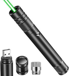 PETHOMEAU Green Laser Pointer, USB Rechargeable, Long Distance Beam, Star Pattern Cap, for Outdoor, Teaching and Entertainment