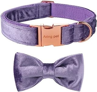 ARING PET Bowtie Dog Collar-Velvet Dog Collars with Removable Bowtie, Cute &Comfortable Purple Dog Collar,Large.