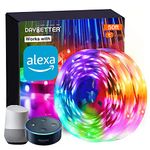 DAYBETTER LED Lights, 50ft Smart WiFi LED Light Strips Work with Alexa and Google Assistant, Voice App Remote Control Music Sync Color Changing RGB LED Lights Strip for Bedroom TV Home Kitchen Décor