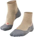 FALKE Men's TK5 Wander Short Hiking Socks, Quarter Length, Light Padding, Athletic, Breathable Quick Dry, Merino Wool, Beige (Nature Melange 4100), 12.5-13.5, 1 Pair