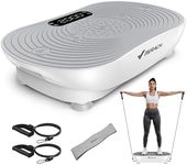 MERACH Vibration Plate Exercise Machine, Vibrating Platform for Lymphatic Drainage Weight Loss Muscle Activation, Full Body Home Exercise Equipment with LED Touch Screen Bluetooth Pull Cord