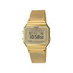 Casio Unisex 36.00mm Quartz Watch with LCD Digital dial and Gold Mesh Bracelet Strap A700WEMG-9AEF