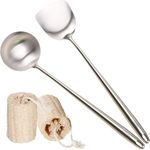 Wok Spatula and Ladle Tools Set,16.5-17’’ Long Handle 304 Stainless Steel Wide Wok Spatula and Ladle Set for Wok Cooking,Heat Resistant Wok Utensils Set… (Wok Spatula and Ladle)