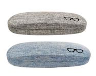 OKU 1 Eyeglasses Spectacles Cover Hard Shell Glasses Case | Steel with Linen Fabrics | Medium Sunglasses Case | Portable Protection Goggles Box for Men Women (Grey & Skyblue)