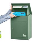 Wall Mounted Smart Parcel Drop Box Green for Secure Multiple Internet Deliveries of Large Delivery Packets Weatherproof Outdoor Delivery Box