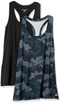 Amazon Essentials Women's Standard 2-Pack Tech Stretch Racerback Tank Top, Black/Grey Camo, XX-Large