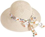 Straw Sun Hat for Women Foldable Floppy Straw Hat Wide Brim Summer Beach Hat with Bow Sunhats for Ladies Outdoor Travel Holiday UPF 50+