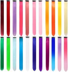 GPOVVIMX 22 PCS Colored Hair Extensions Clip in, Party Highlights Colorful Extension for Kids Girls Synthetic Hairpiece Straight 22 inch