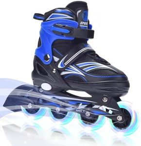 ERNAN Inline Skates,Adjustable Light up Kids Inline Skates, Inline Skates for Boys and Girls,Roller Blades for Kids Youth, Beginner (Blue, M)
