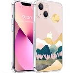 Unov Case Compatible with iPhone 13 Mini Case Clear with Design Embossed Pattern Soft TPU Bumper Slim Protective 5.4 Inch (Sierra Mountains)