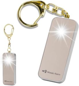 Ultrathin Personal Alarm Rainproof Ultra-Lightweight (0.8 oz) Bulky-Free Keychain Siren for Women, Students Safety. SOS Emergency 130db Hiking Alert Strobe Light. Replaceable Battery. Gold
