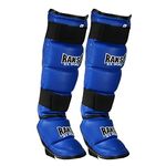 RAKSO Taekwondo Karate Shin Protector Leg Guard Pads PU Instep Protective Gear Shin to Feet Colour Choice (Large, Navy Blue)