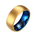 Daesar Wedding Rings for Men Gold Blue, Men Engagement Ring Tungsten Simple Brushed 8MM Custom Engrave Personalized Ring Size 11