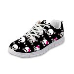 chaqlin Breathable Women Running Shoes 3D Black Skull Trainer Casual Fashion Sneakers Size 39