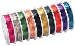Jasol Jewellery Making Wire 10 Meter 0.3mm Versatile Colorful Bare Copper Wire Making for Beading Jewelry Wire Pack of 10 Rolls (Random Color)